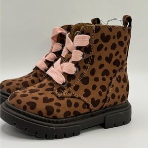 Leopard Amaya Lace-Up Combat Boots little girl 6